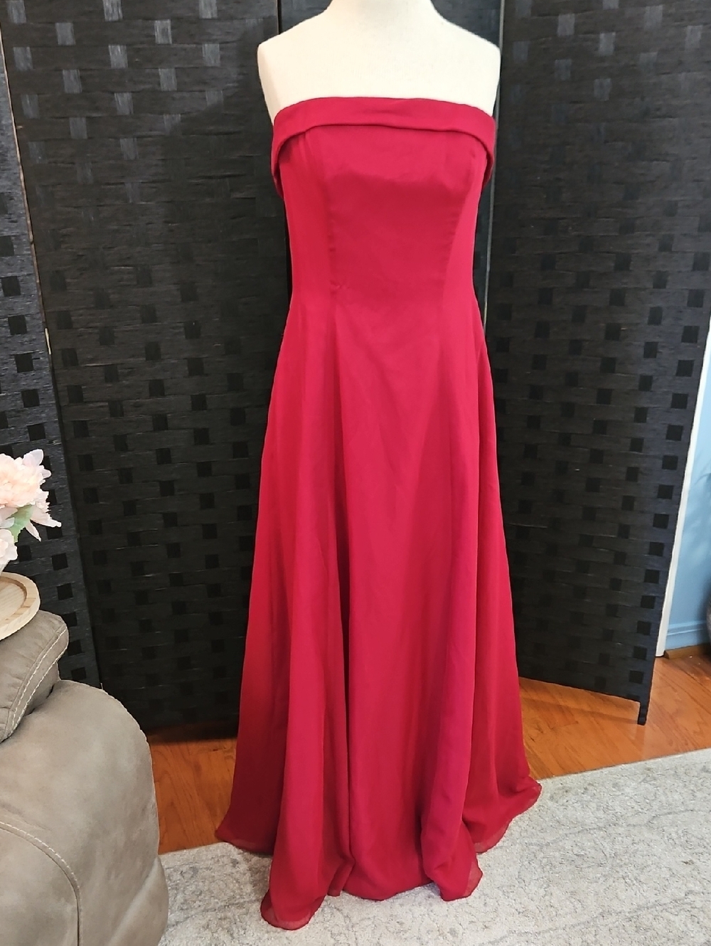 Impressions Strapless Wine Evening Gown Size 6